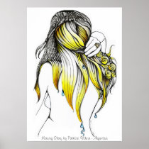 morning, glory, drops, water, hair, long, artsprojekt, white, minimalism, patricia vidour, fantasy, ink, drawing, simplicity, design, woman, femme, girl, decorating, clear, visual, accent, simple, area, illustration, fairy, inspiring, magic, black, black bird, land, imaginary, magical, female, bluestocking, Ipomoea nil, b-girl, Ipomoea purpurea, ball-breaker, Ipomoea tricolor, Poster with custom graphic design