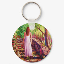 MORNING IN HER GARDEN keychains