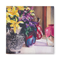 "Morning Light II" Art Glass & Flowers magnets by PaulJacksonart "Morning Light II" Art Glass & Flowers magnets
