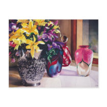 "Morning Light II" Art Glass & Flowers postcards by PaulJacksonart "Morning Light II" Art Glass & Flowers postcards
