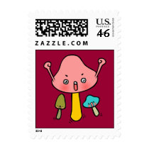 Morning Mushrooms Doodle Art Postage stamps