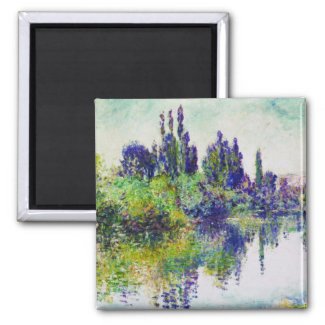 Morning on the Seine, near Vetheuil Claude Monet 2 Inch Square Magnet
