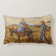Morning peasant couple going to work throw pillow