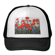 Morning Red Poppies Mesh Hat
