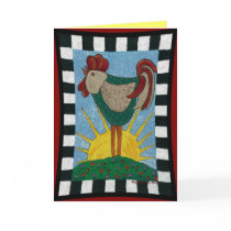 Morning Rooster - sunrise greeting card by folkartblonde Morning Rooster - sunrise greeting card