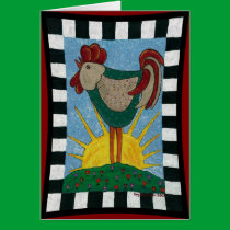Morning Rooster - sunrise greeting card cards