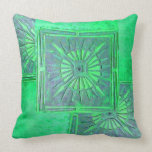 MORNING STAR ,Aqua Blue GreenTurquase Pillow