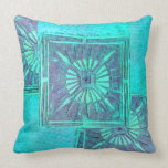 MORNING STAR ,Aqua Blue Turquase,Purple,Violet Throw Pillows