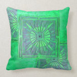 MORNING STAR , GreenTurquase Throw Pillows