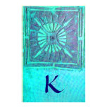 MORNING STAR MONOGRAM , blue turquase Stationery