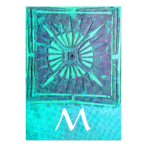MORNING STAR , MONOGRAM,Teal,Blue green,Turquase Business Cards (back side)