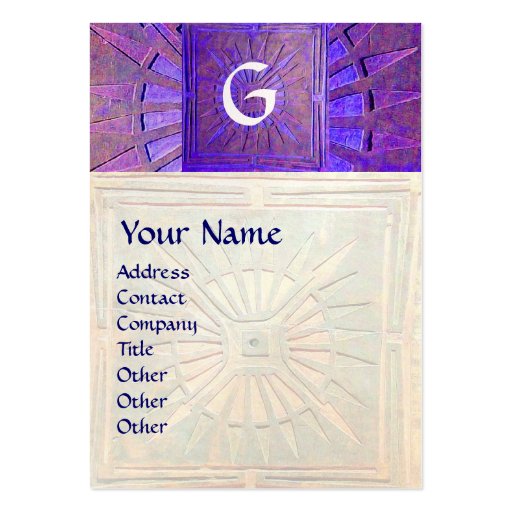 MORNING STAR , MONOGRAM, white pearl blue purple Business Card (front side)