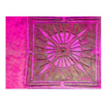MORNING STAR Pink,Fuchsia Black, Monogram Post Card