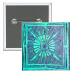 MORNING STAR,Turquase Blue Green ,Teal Pinback Button