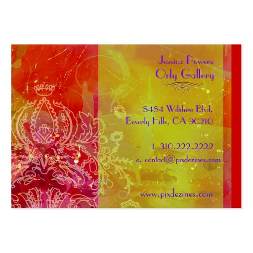 Morning Sun, damask and abstract template Business Card (back side)