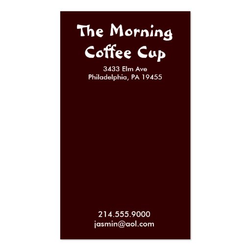 Morning swirl sun Coffee Cup House Business Card (back side)