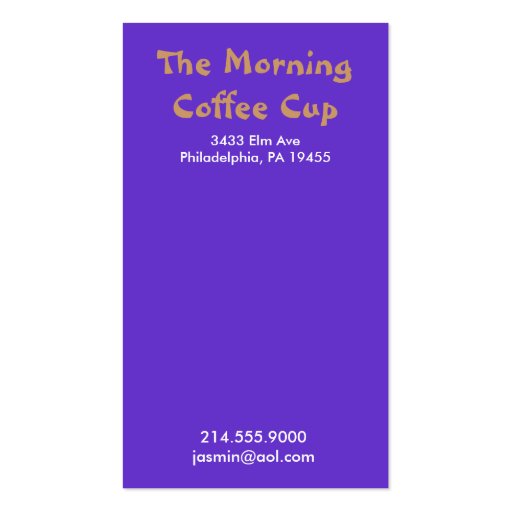Morning swirl sun Coffee Cup House Business Card (back side)