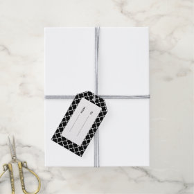 Moroccan Black White Quatrefoil Pattern Pack Of Gift Tags
