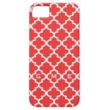 Moroccan brick red tile design 3 monogram iPhone 5 covers