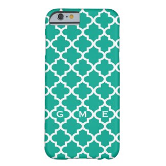 Moroccan emerald green tile design 3 monogram iPhone 6 case