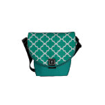 Moroccan emerald green tile pattern trendy courier bag