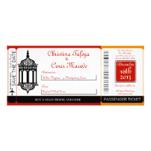 Moroccan Lantern Boarding Pass Wedding Invitation