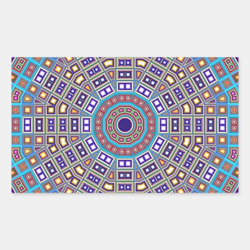 Moroccan Mosaic Kaleidoscope Rectangular Sticker Zazzle
