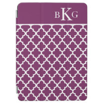 Moroccan Pattern Custom Monogram Plum iPad Air Cover at Zazzle