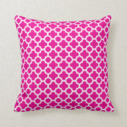 Moroccan Quatrefoil Pattern Hot Pink Pillows