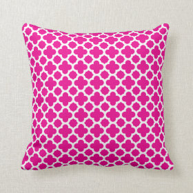 Moroccan Quatrefoil Pattern Hot Pink Pillows