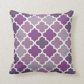Moroccan Quatrefoil Tile Pattern | Purple Shades Throw Pillows