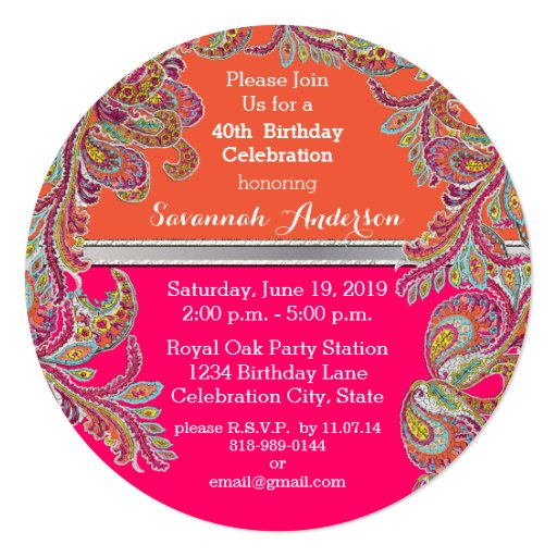 moroccan_tangerine_hot_pink_40th_birthday_party_invitation ... moroccan_tangerine_hot_pink_40th_birthday_party_invitation ...