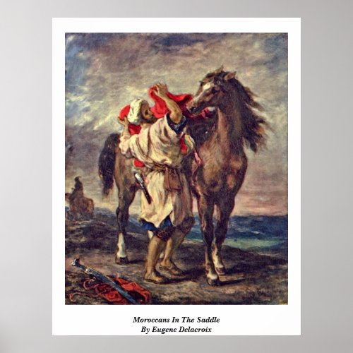 Moroccans In The Saddle By Eugene Delacroix Print