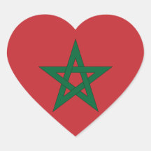 Morocco Flag Heart Sticker