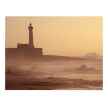 Morocco, Rabat, Lighthouse at sunset with Postcard