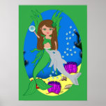 Morrigan the Green Merfaery and Dolphin Poster posters