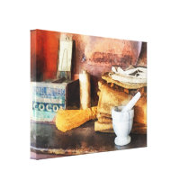 Mortar and Pestle and Box of Cocoa canvas prints