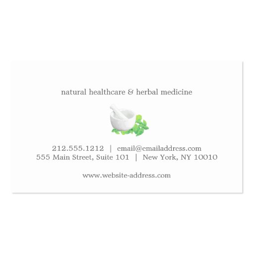 Mortar and Pestle Illustration Natural Health Business Card Templates (back side)