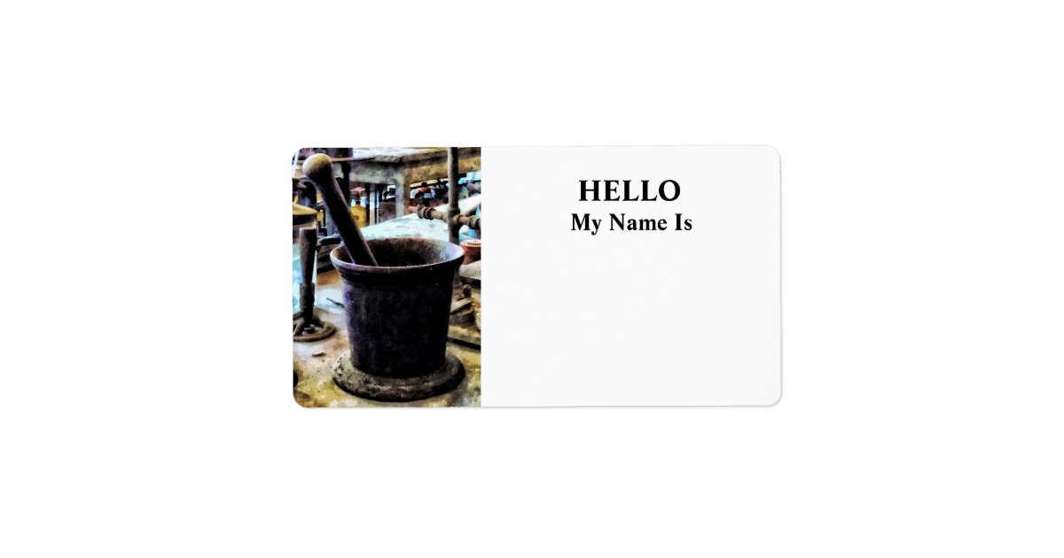 Mortar and Pestle in Chem Lab Label Zazzle