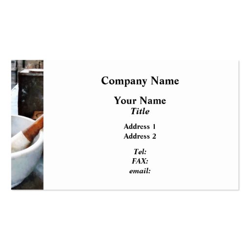 Mortar and Pestle in Lab Business Card Template (front side)