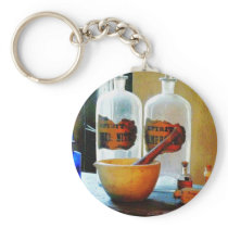 Mortar and Pestle With Bottles Key Chains
