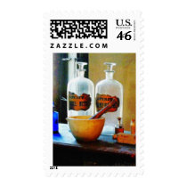 Mortar and Pestle With Bottles Stamps