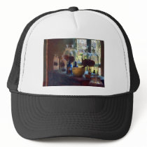 Mortar, Pestle and Bottles by Window hats