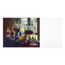 Mortar, Pestle and Bottles by Window photo cards