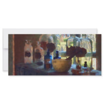 Mortar, Pestle and Bottles by Window Rack Card Design