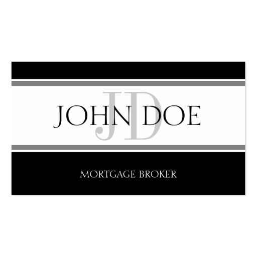 Mortgage Broker Stripe W/W Business Card Templates (front side)