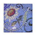 Mosaic Gecko and Sunflower on Blue magnets by jomodad Mosaic Gecko and Sunflower on Blue magnets