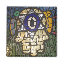 Mosaic Gold Hamsa with Star and Evil Eye magnets by jomodad Mosaic Gold Hamsa with Star and Evil Eye magnets