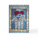 Mosaic Hamsa W/Heart and Evil Eye cards by jomodad Mosaic Hamsa W/Heart and Evil Eye cards
