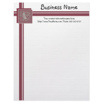 Mosaic Heart and Burgundy Stripes Letterhead by MargotsDesigns Mosaic Heart and Burgundy Stripes Letterhead